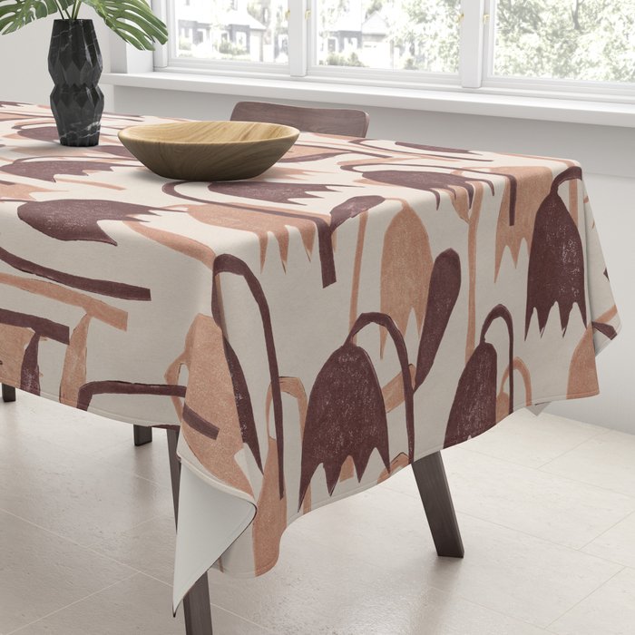 Linocut Tulip Pattern #2 Tablecloth Gallery Image 3