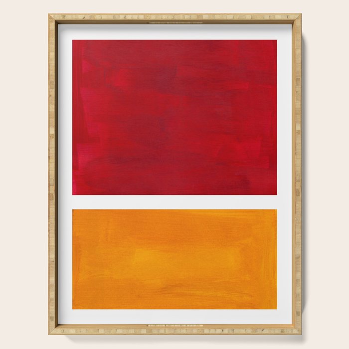 Burnt Red Yellow Ochre Mid Century Modern Abstract Minimalist Rothko Color Field Squares Serving Tray Gallery Image 1