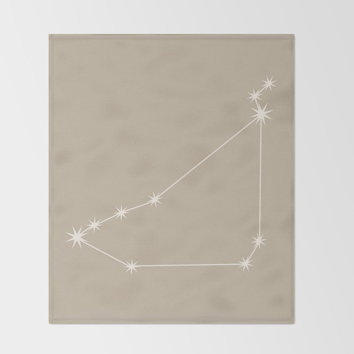 Capricorn Zodiac Star Constellation Line Art Beige Throw Blanket Gallery Image 2