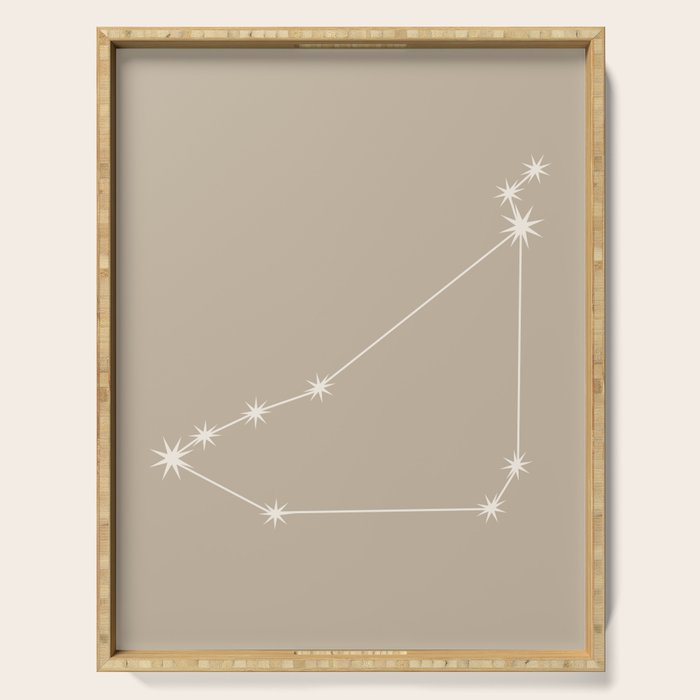 Capricorn Zodiac Star Constellation Line Art Beige Serving Tray Gallery Image 1