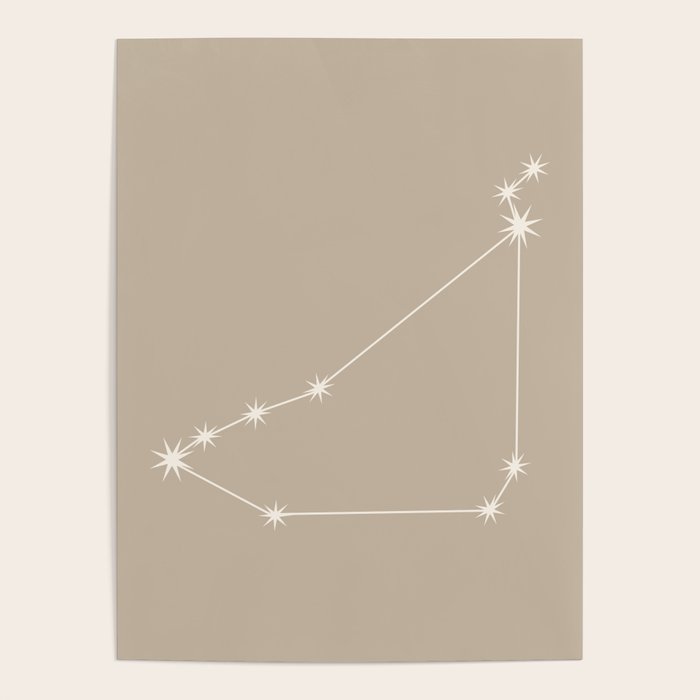Capricorn Zodiac Star Constellation Line Art Beige Poster Gallery Image 4