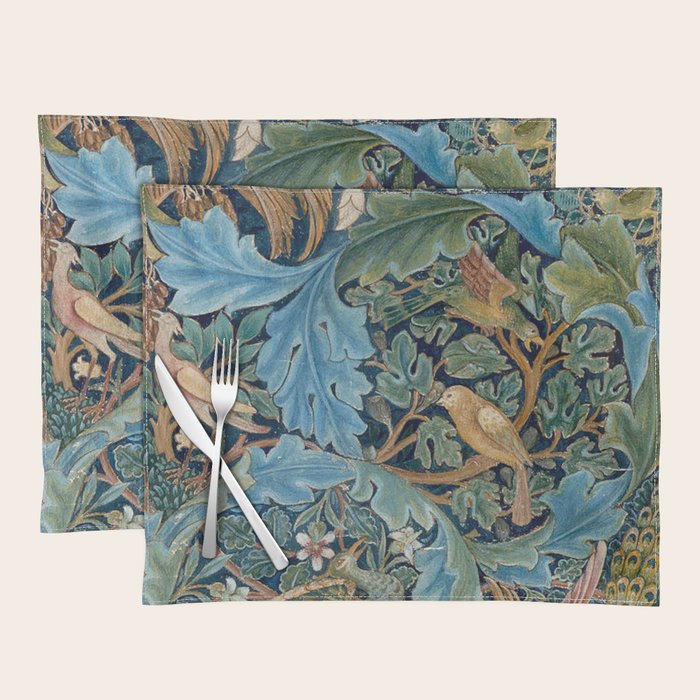 William Morris Woodland Forest Birds Tapestry Placemat Gallery Image 1