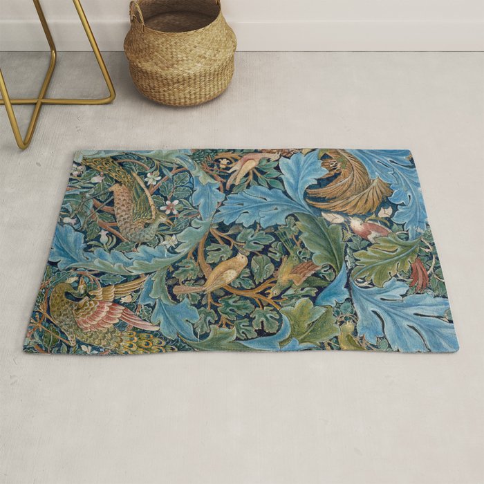 William Morris Woodland Forest Birds Tapestry Rug Gallery Image 1