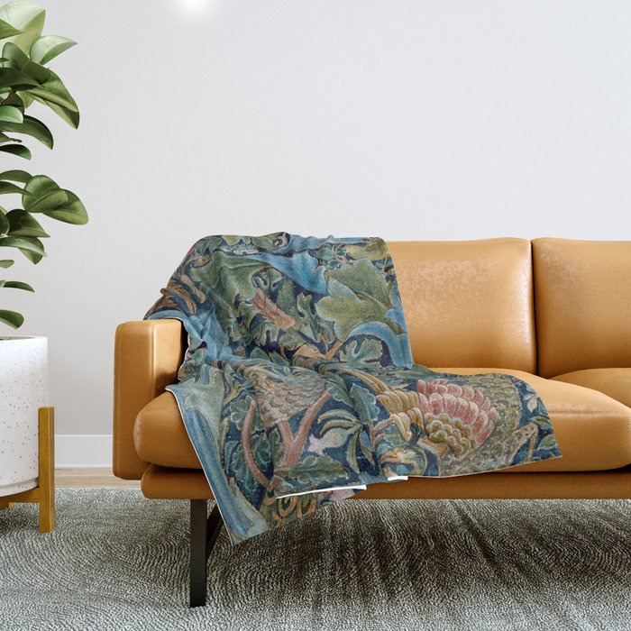 William Morris Woodland Forest Birds Tapestry Throw Blanket Gallery Image 1