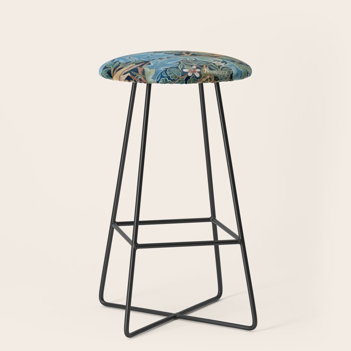 William Morris Woodland Forest Birds Tapestry Stool Gallery Image 1