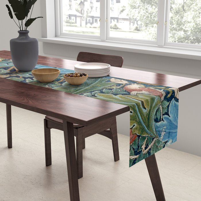 William Morris Woodland Forest Birds Tapestry Table Runner Gallery Image 2