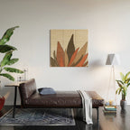 Patterned Plant Wood Wall Art Gallery Image 2
