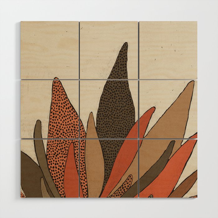 Patterned Plant Wood Wall Art Gallery Image 1