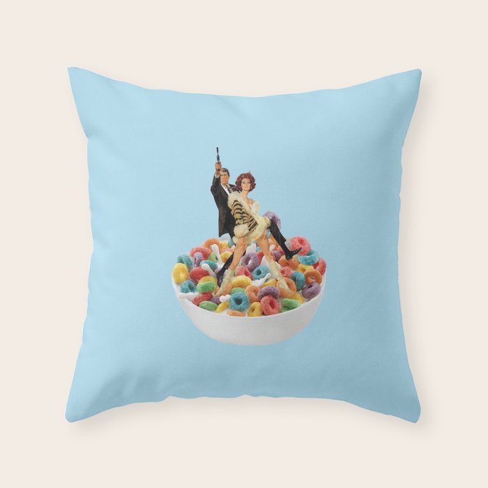 cereal killers blue Throw Pillow Gallery Image 1