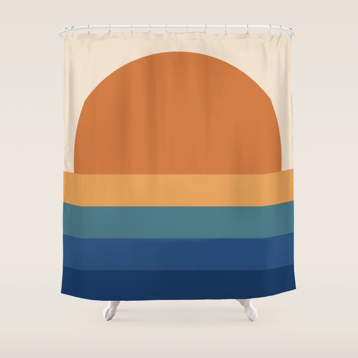 70's Retro Sunset Shower Curtain Gallery Image 1