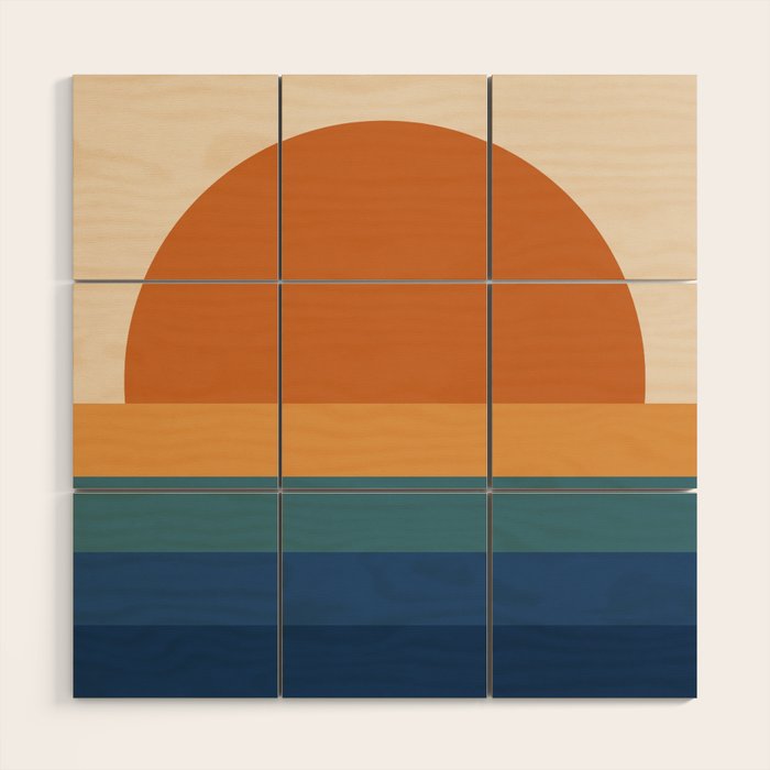 70's Retro Sunset Wood Wall Art Gallery Image 1
