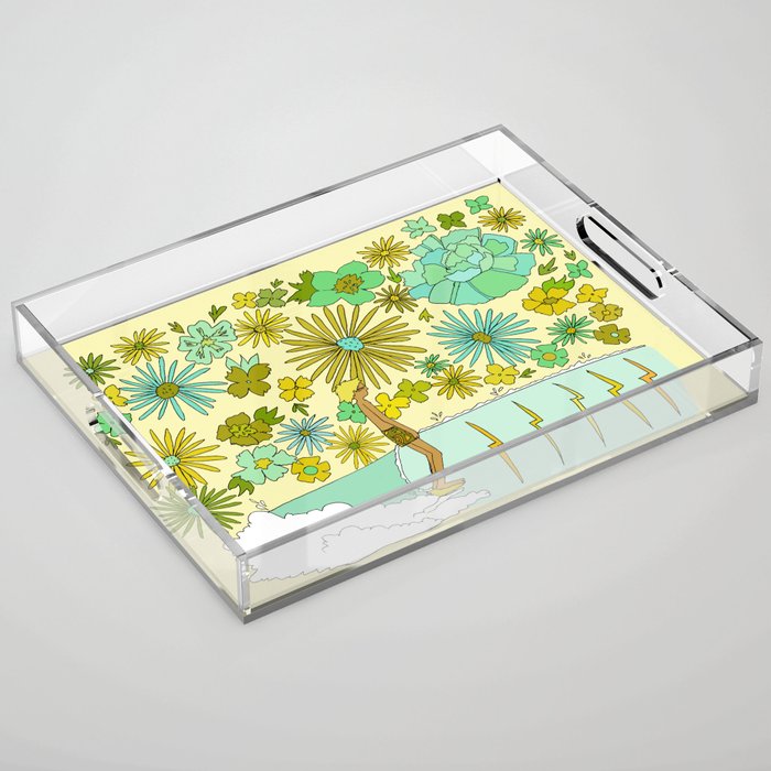 retro daydreams hang 10 florida // retro surf art by surfy birdy Acrylic Tray Gallery Image 1