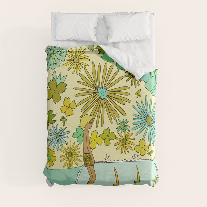 retro daydreams hang 10 florida // retro surf art by surfy birdy Duvet Cover Gallery Image 3