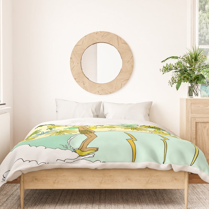 retro daydreams hang 10 florida // retro surf art by surfy birdy Duvet Cover Gallery Image 3
