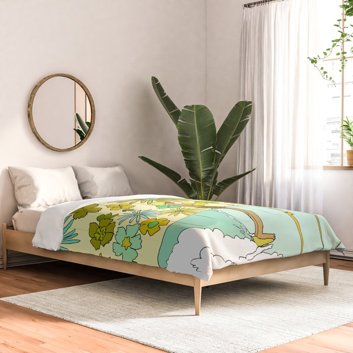 retro daydreams hang 10 florida // retro surf art by surfy birdy Comforter Gallery Image 2