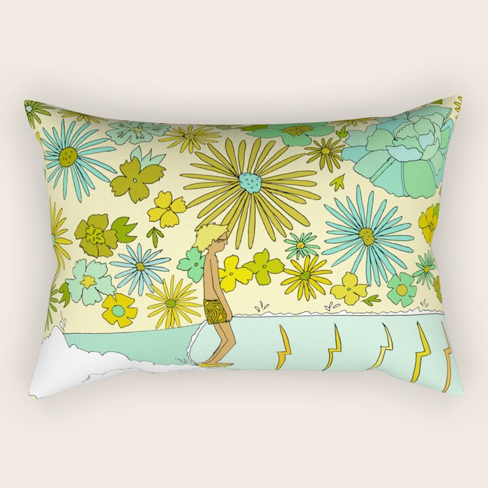 retro daydreams hang 10 florida // retro surf art by surfy birdy Rectangular Pillow Gallery Image 1