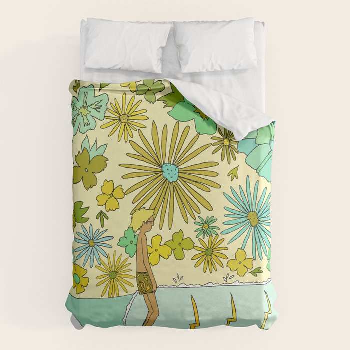 retro daydreams hang 10 florida // retro surf art by surfy birdy Duvet Cover Gallery Image 6