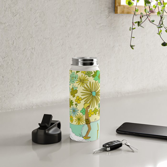 retro daydreams hang 10 florida // retro surf art by surfy birdy Water Bottle Gallery Image 4