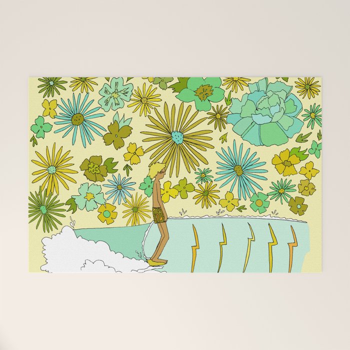 retro daydreams hang 10 florida // retro surf art by surfy birdy Welcome Mat Gallery Image 1