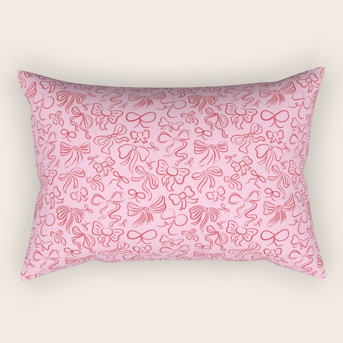 Coquette Valentines Day Bows in Colored Pencil Rectangular Pillow Gallery Image 1