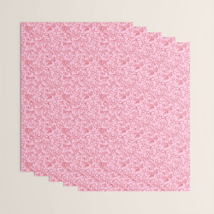 Coquette Valentines Day Bows in Colored Pencil Wrapping Paper Gallery Image 3