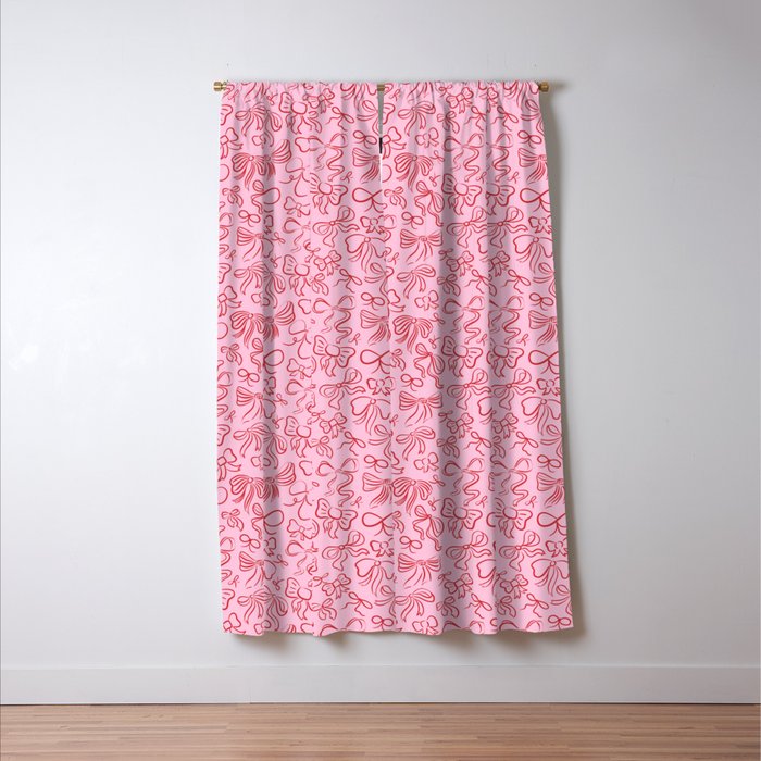 Coquette Valentines Day Bows in Colored Pencil Window Curtain Gallery Image 3