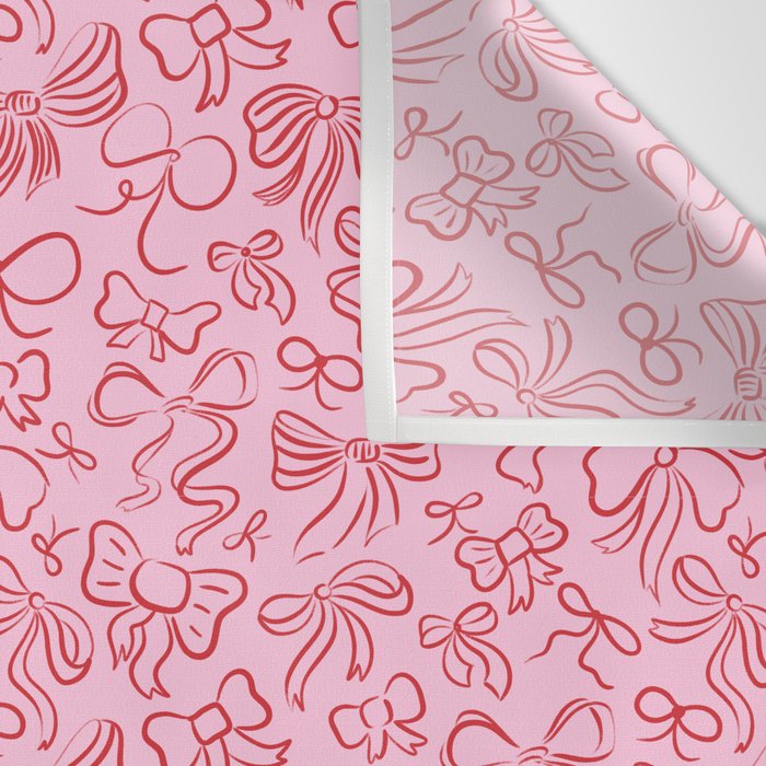 Coquette Valentines Day Bows in Colored Pencil Wall Tapestry Gallery Image 3