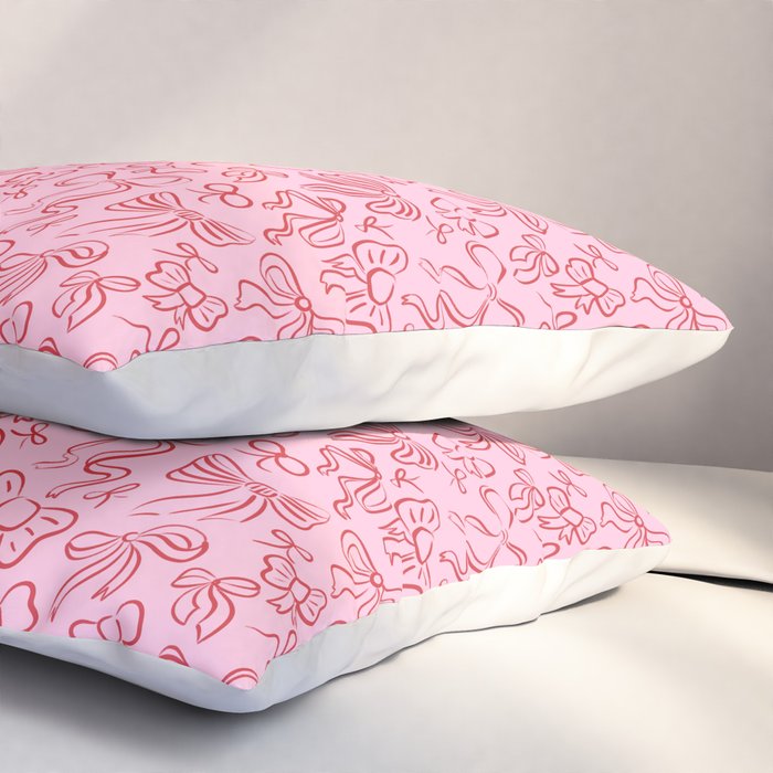 Coquette Valentines Day Bows in Colored Pencil Pillow Sham Gallery Image 3