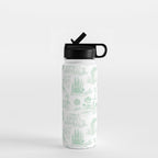 Toile de Jouy Vintage French Light Green & White Water Bottle Gallery Image 1