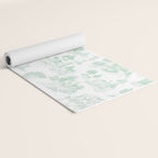 Toile de Jouy Vintage French Light Green & White Yoga Mat Gallery Image 2