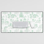 Toile de Jouy Vintage French Light Green & White Desk Mat Gallery Image 1