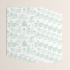 Toile de Jouy Vintage French Light Green & White Wrapping Paper Gallery Image 3