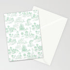 Toile de Jouy Vintage French Light Green & White Stationery Card Gallery Image 2