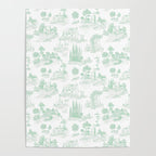 Toile de Jouy Vintage French Light Green & White Poster Gallery Image 4