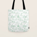 Toile de Jouy Vintage French Light Green & White Tote Bag Gallery Image 1