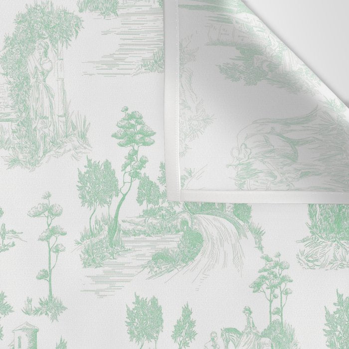 Toile de Jouy Vintage French Light Green & White Wall Tapestry Gallery Image 3