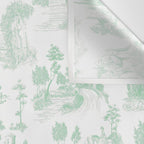 Toile de Jouy Vintage French Light Green & White Wall Tapestry Gallery Image 3