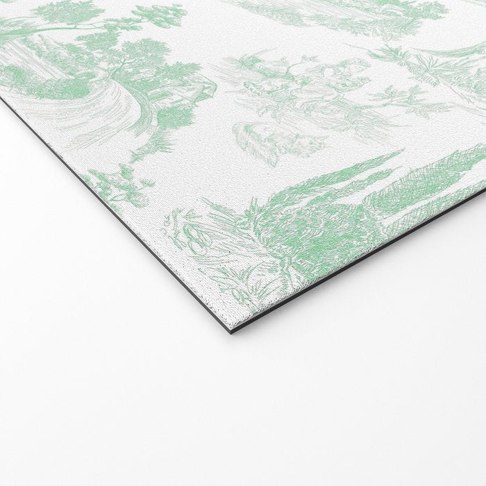 Toile de Jouy Vintage French Light Green & White Welcome Mat Gallery Image 2