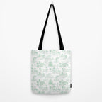 Toile de Jouy Vintage French Light Green & White Tote Bag Gallery Image 2