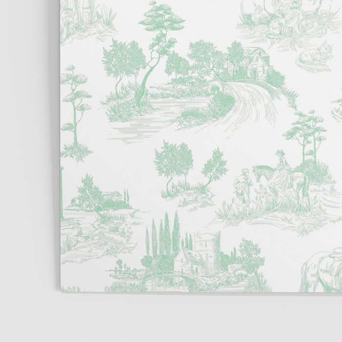 Toile de Jouy Vintage French Light Green & White Poster Gallery Image 3