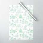 Toile de Jouy Vintage French Light Green & White Wrapping Paper Gallery Image 1