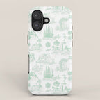 Toile de Jouy Vintage French Light Green & White iPhone Case Gallery Image 1