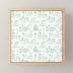 Toile de Jouy Vintage French Light Green & White Mini Art Print Gallery Image 1