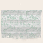 Toile de Jouy Vintage French Light Green & White Wall Hanging Gallery Image 1