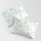 Toile de Jouy Vintage French Light Green & White Pillow Sham Gallery Image 3