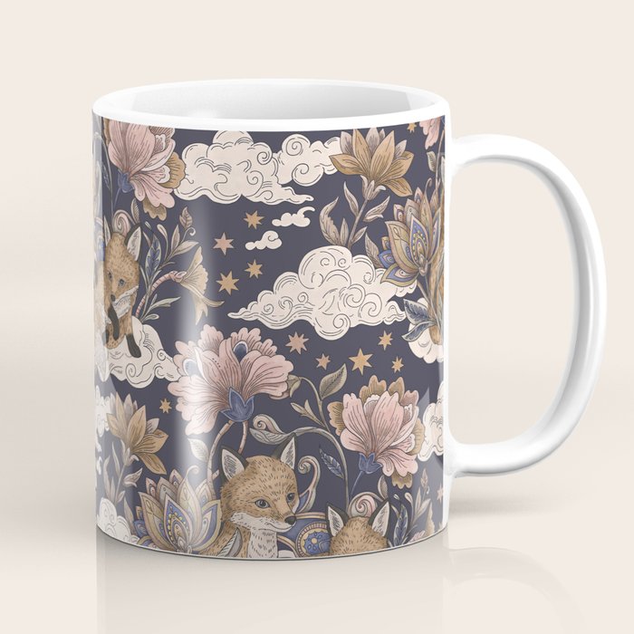 Fox Cubs in Moonlit Garden Coffee Mug Gallery Image 1