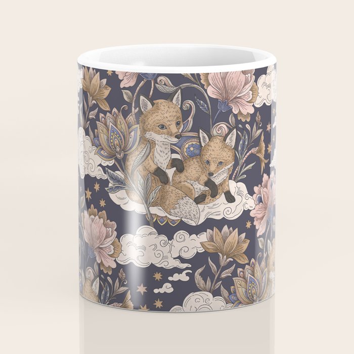Fox Cubs in Moonlit Garden Coffee Mug Gallery Image 4