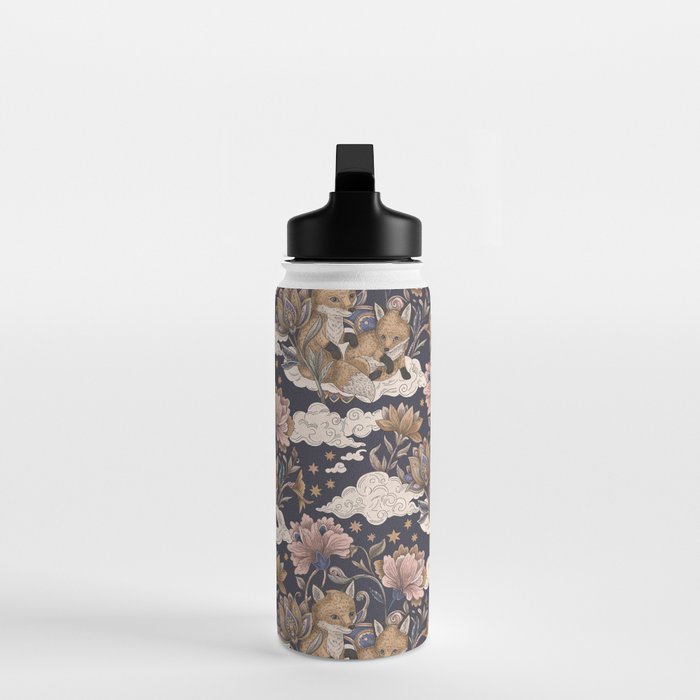 Fox Cubs in Moonlit Garden Water Bottle Gallery Image 3