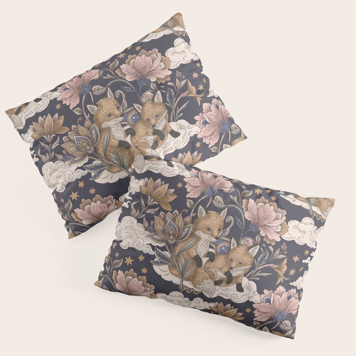 Fox Cubs in Moonlit Garden Pillow Sham Gallery Image 3
