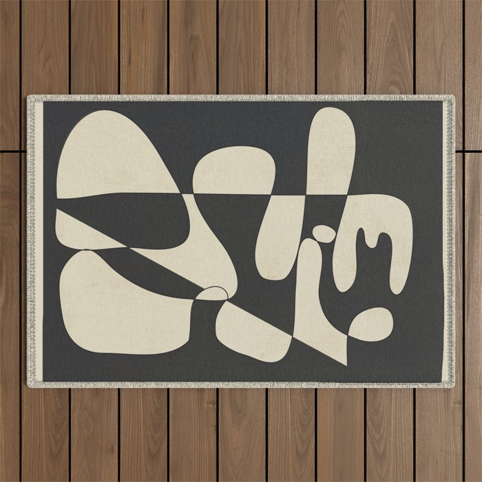 Modern Abstract Contrast - Noir Outdoor Rug Gallery Image 1